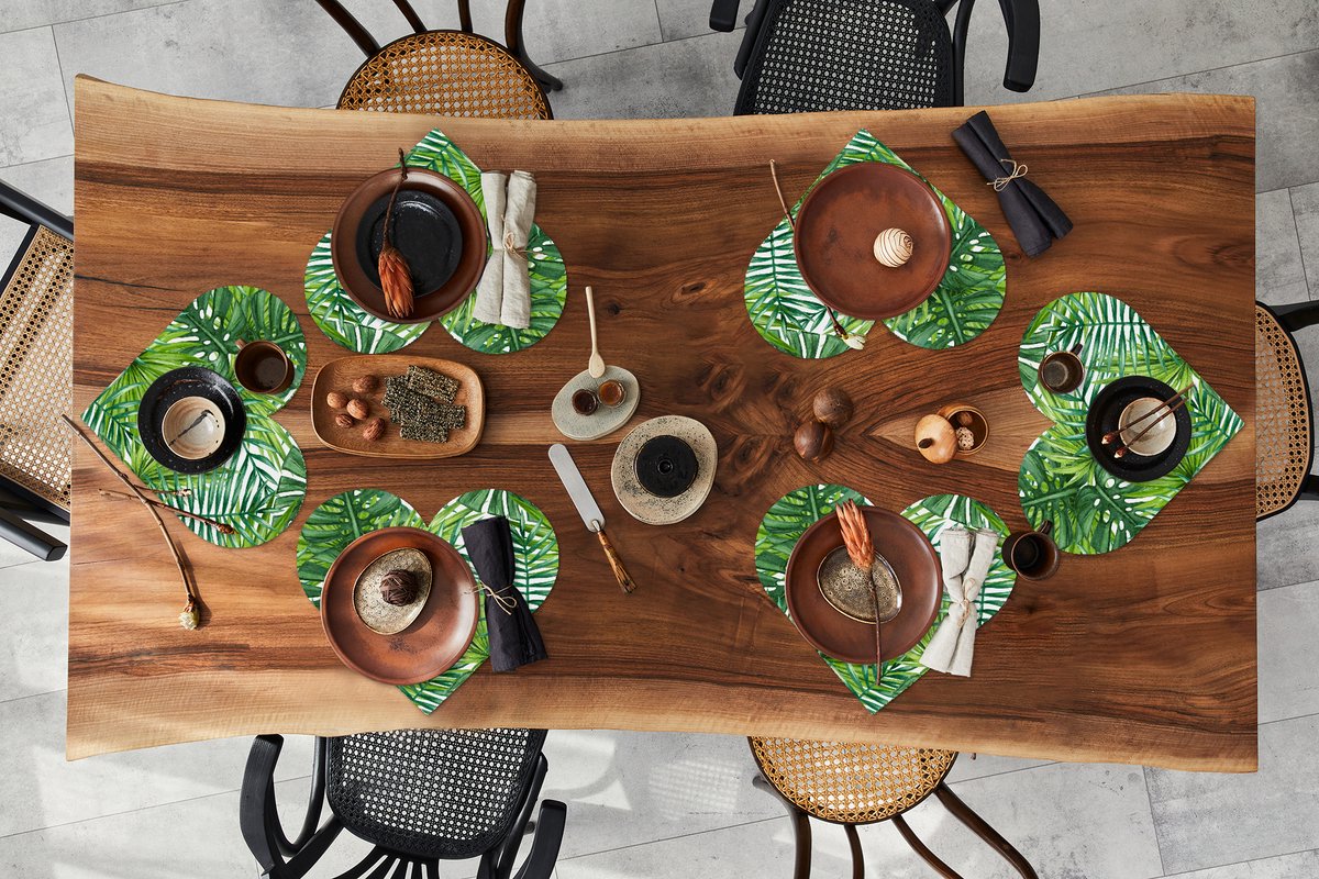 Onderleggers - Placemats - Placemats hartje - Bladeren - Palm - Patronen - 6 stuks