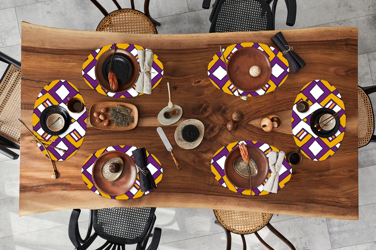 Placemats ovaal - Onderleggers - Ovale placemats - Design - Lijn - Retro - 6 stuks