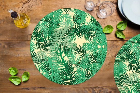 Sets de table ronds - Dessous de verre - Napperons ronds - Jungle - Motifs - Camouflage - 10 pièces