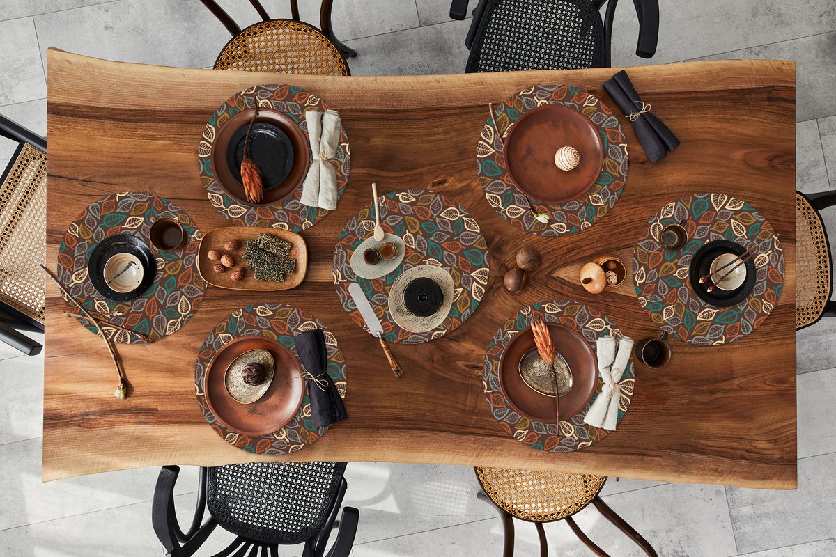 Ronde placemats - Onderlegger - Placemats rond - Bladeren - Natuur - Herfst - Bohemian - 8 stuks