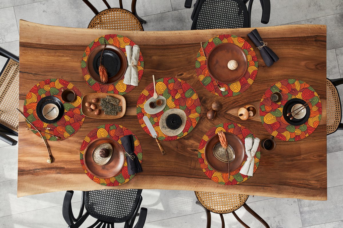 Ronde placemats - Onderlegger - Placemats rond - Abstract - Boho - Patronen - Herfst - 8 stuks