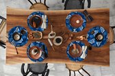Ronde placemats - Onderlegger - Placemats rond - Vlinder - Insecten - Blauw - Wit - Design - 6 stuks