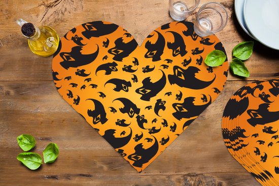 Napperons de table - Sets de table - Napperons coeur - Halloween - Oranje - Motifs - 10 pièces