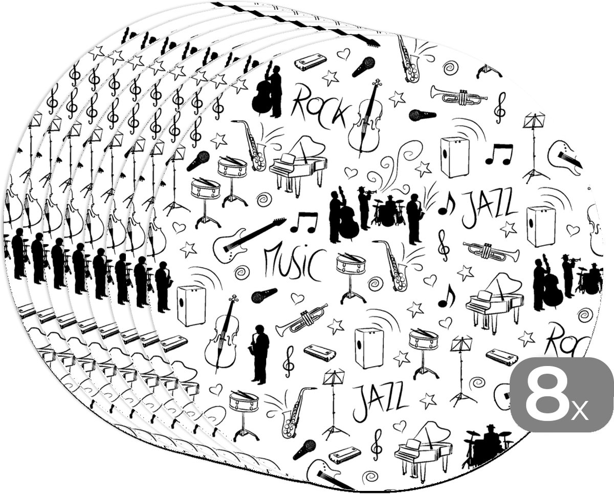Ronde placemats Onderlegger Placemats rond Muziek Patronen