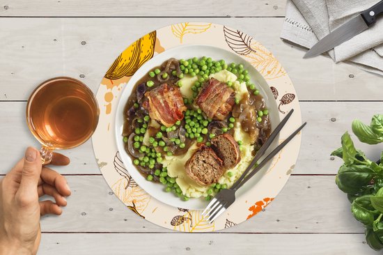 Sets de table ronds - Dessous de verre - Napperons de table ronds - Citrouille - Automne - Motifs - 10 pièces