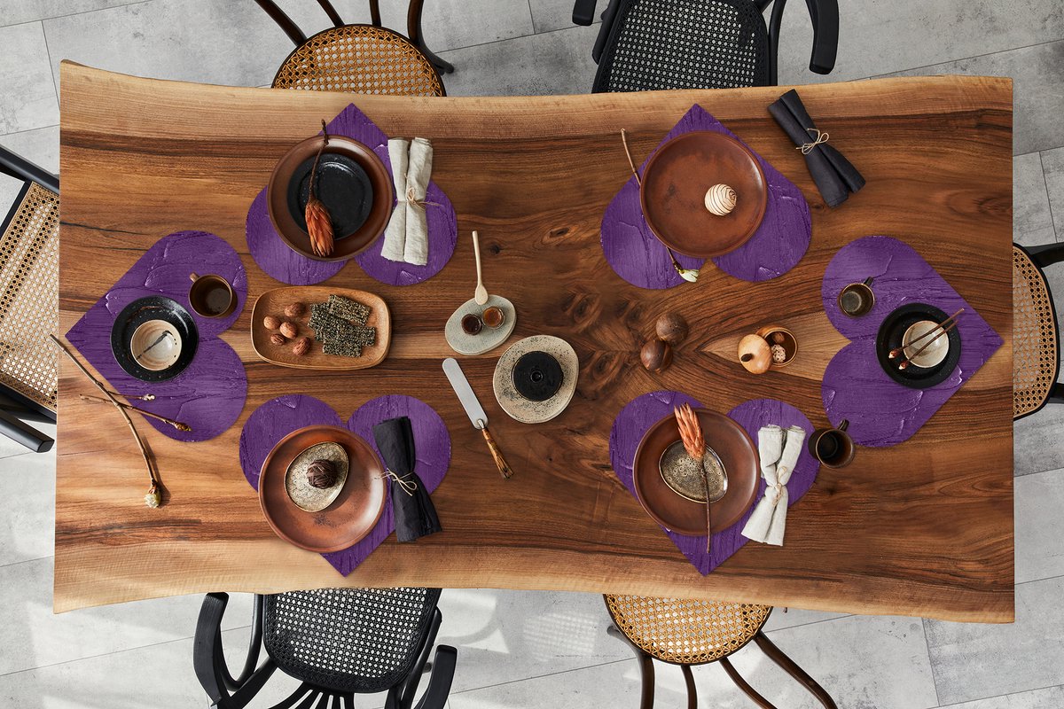 Onderleggers - Placemats - Placemats hartje - Verf - Paars - Patronen - 6 stuks