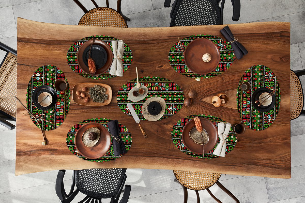 Placemats ovaal - Onderleggers - Ovale placemats - Patronen - Hongaars - Folklore - 8 stuks