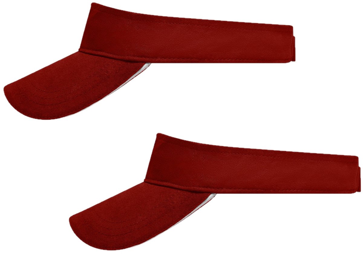 Set van 8x stuks zonneklep bordeaux rood uni kleuren 47 cm - zonnehoedjes voor volwassenen
