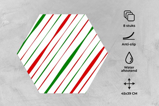 Napperons de table hexagon - Sets de table sets de table - Set de table hexagone - Motifs - Noël - Rayures - 8 pièces - Noël - Cadeau - Cadeau de Noël homme, femme et enfant