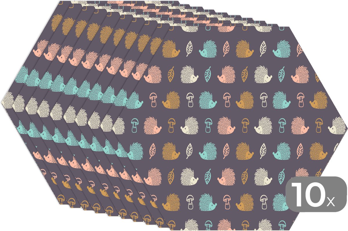 Placemats hexagon Onderleggers placemats Placemat zeshoek Egel