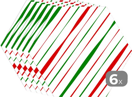 Napperons de table hexagon - Sets de table sets de table - Set de table hexagone - Motifs - Noël - Rayures - 6 pièces - Noël - Cadeau - Cadeau de Noël homme, femme et enfant