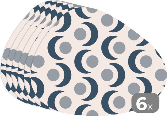 Placemat organisch - Placemats organic - Onderleggers - Maan - Design - Cirkel - 6 stuks