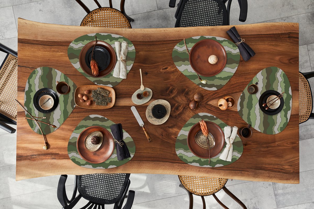 Placemat organisch - Placemats organic - Onderleggers - Camouflage - Patronen - Leger - 6 stuks