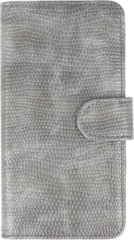 Hagedis Bookstyle Wallet Case Hoesje Geschikt voor Huawei P8 Lite Grijs