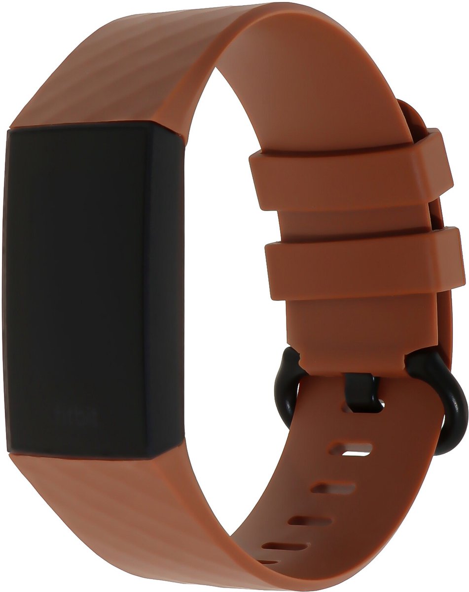 Fitbit Charge 3 & 4 sport wafel band - bruin - Geschikt voor Fitbit