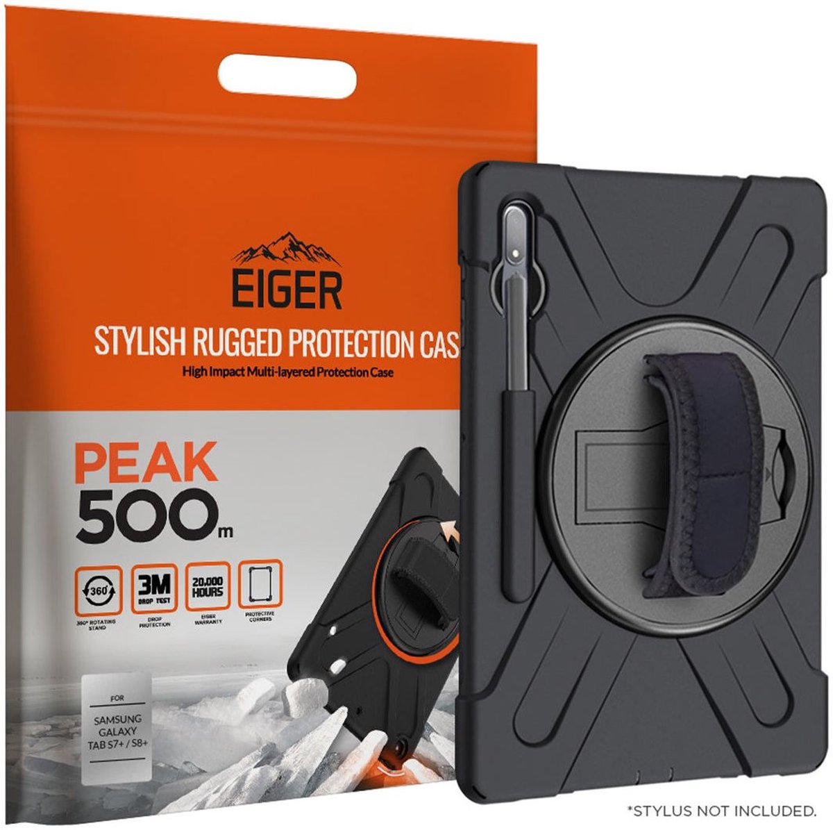 Eiger Peak 500m Samsung Galaxy Tab S8+ / S7+ / S7 FE Hoes Zwart
