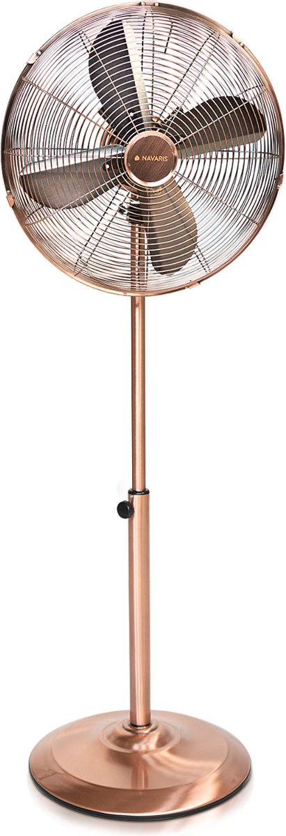 Navaris metalen staande ventilator - In hoogte verstelbaar, kantelbaar, oscillerend - 3 snelheden - Koperkleurig