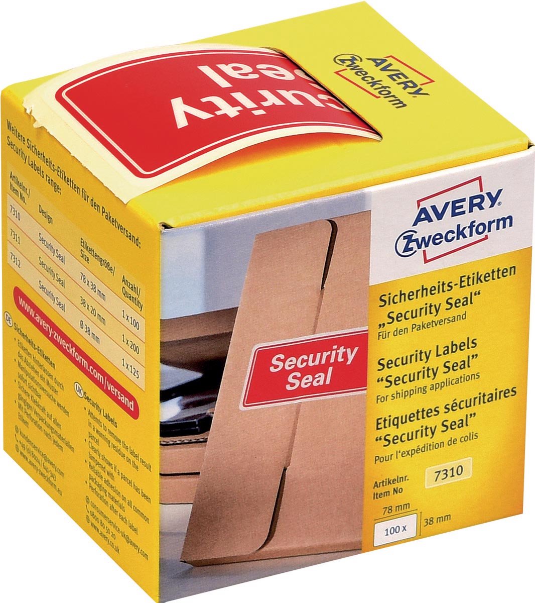 Avery-Zweckform 7310 Rol met etiketten 78 x 38 mm VOID-folie Rood 100 stuk(s) Veiligheidsetiketten - Avery-Zweckform