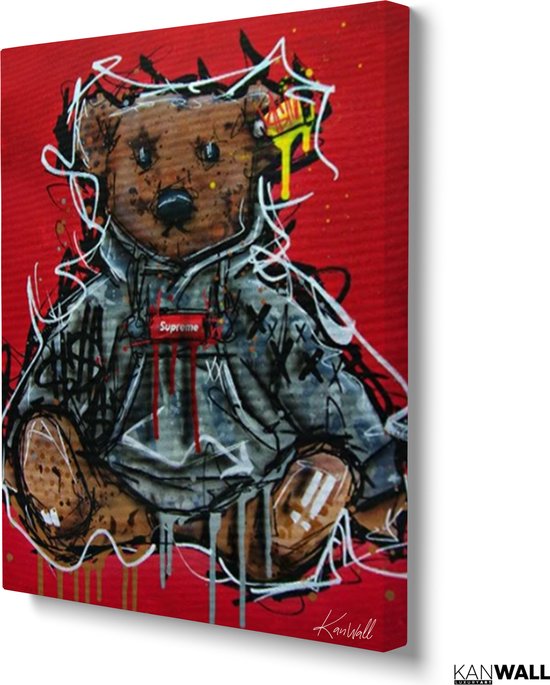 Luxe Canvas Schilderij Supreme Teddy | 75x100 | Woonkamer | Slaapkamer | Kantoor | Muziek | Design | Art | Modern | ** 4CM DIK! 3D EFFECT**