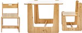 Minera® Crane Montessori Kindertafel met 2 stoeltjes - Kindertafel en stoeltjes - Peuters tafel - Kindermeubels - Peuter tafel en stoel - Eethoeken - Tafel voor 1-4 jaar