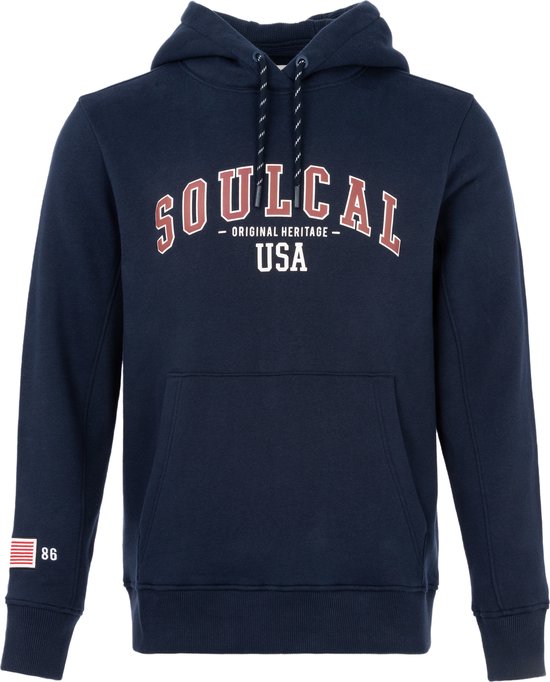 SoulCal - Sweater met Capuchon - Hoodie - groot logo - Donker blauw - L