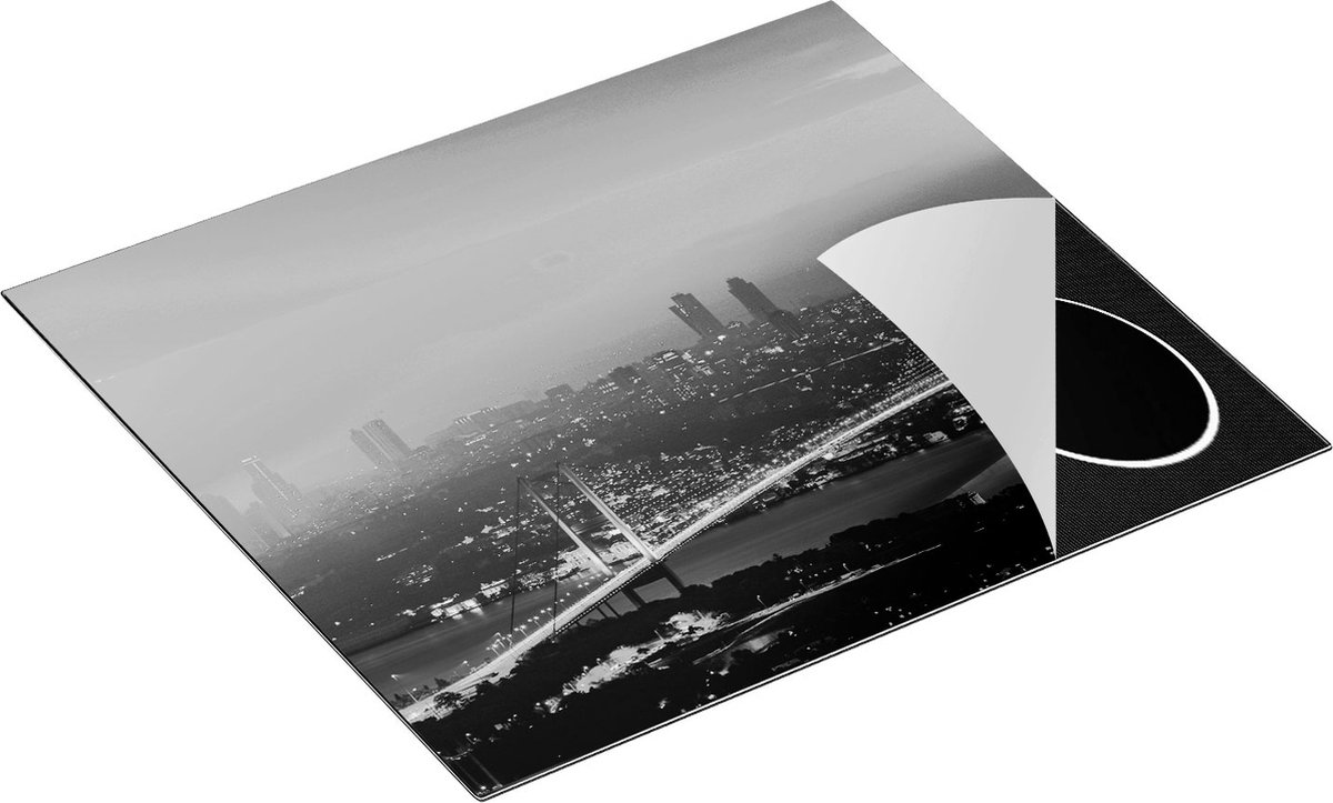 Chefcare Inductie Beschermer Bosporusbrug in Istanbul bij Zonsondergang - Zwart Wit - 57,6x51,6 cm - Afdekplaat Inductie - Kookplaat Beschermer - Inductie Mat