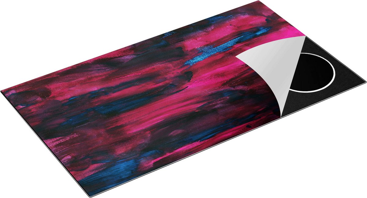 Chefcare Inductie Beschermer Abstracte Kunst - Donker Rood en Zwart - 95x50 cm - Afdekplaat Inductie - Kookplaat Beschermer - Inductie Mat