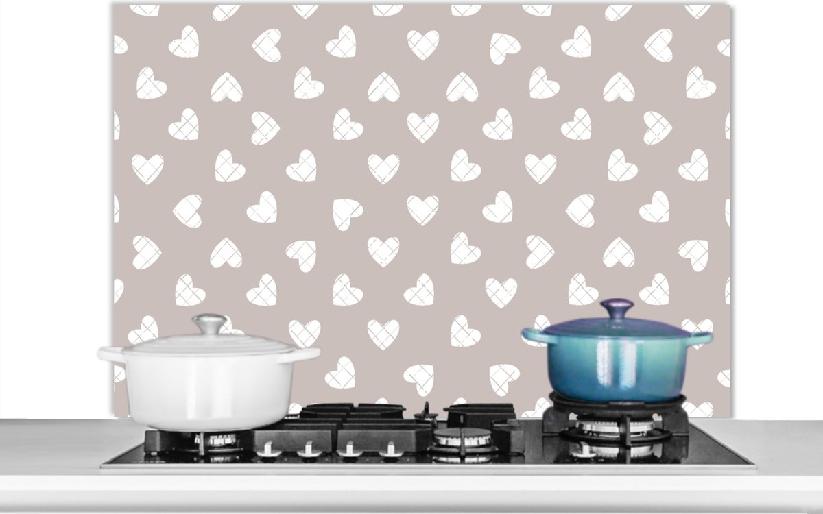 Spatwand - Patronen - Figuren - Hart - Design - Keuken - 100x65 cm - Spatscherm
