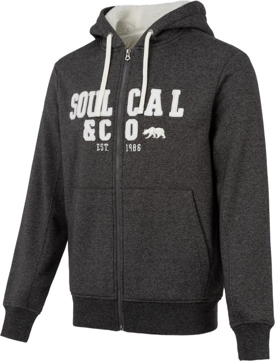SoulCal Sweater met Terry voering, rits en capuchon - Vest - Heren - Charcoal marl - maat S