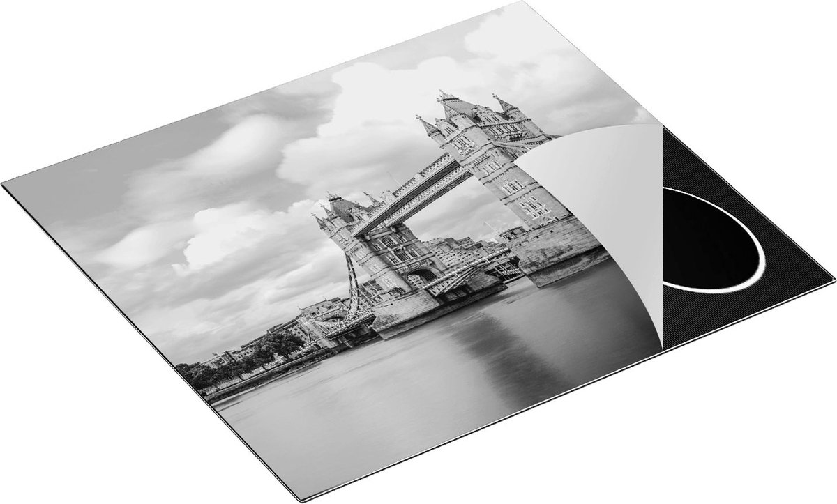 Chefcare Inductie Beschermer Tower Bridge in Londen - Zwart Wit - 59x51 cm - Afdekplaat Inductie - Kookplaat Beschermer - Inductie Mat