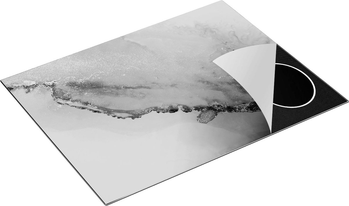 Chefcare Inductie Beschermer Abstracte Kunst - Bruin Goud Marmer - Zwart Wit - 77x59 cm - Afdekplaat Inductie - Kookplaat Beschermer - Inductie Mat