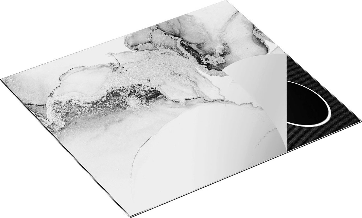 Chefcare Inductie Beschermer Abstracte Kunst - Roze Marmer - Zwart Wit - 60x55 cm - Afdekplaat Inductie - Kookplaat Beschermer - Inductie Mat