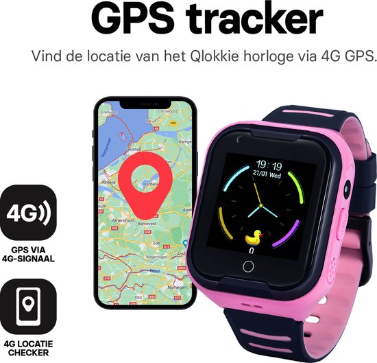 Wonlex GPS horloge kind - GPSHorlogeKids 4G videobellen - Smartwatch kind -tracker AQUA Wifi Roze [IP67 Waterdicht] incl. SIM-kaart - Wonlex
