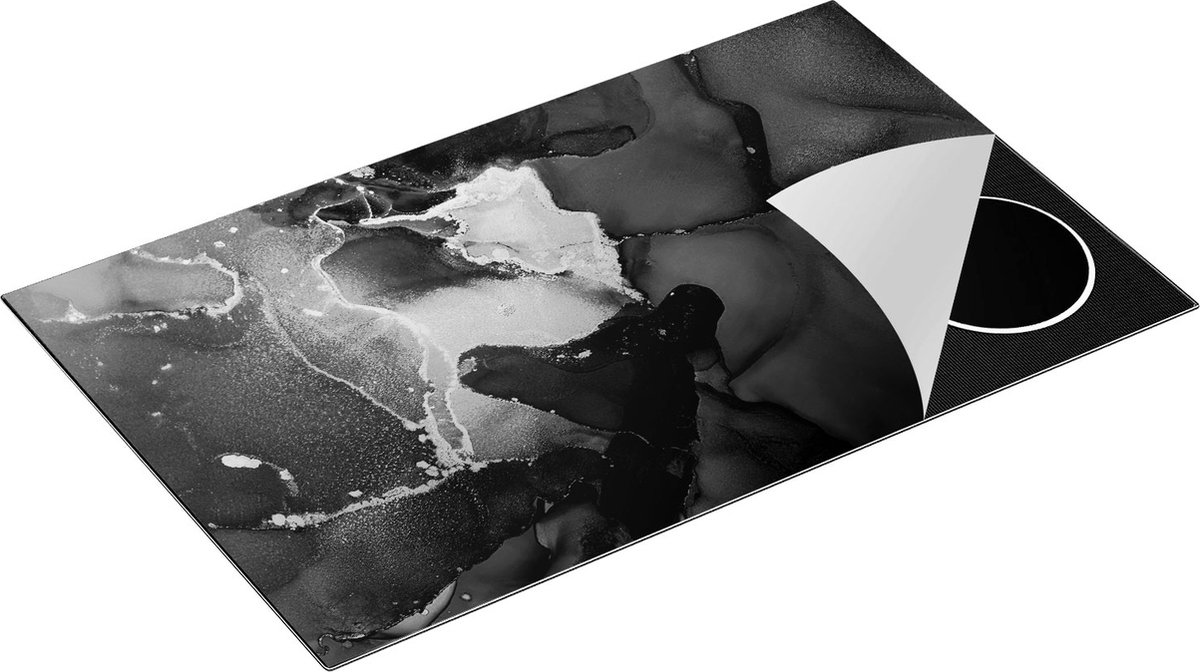 Chefcare Inductie Beschermer Abstracte Kunst - Zwart Wit - 85x50 cm - Afdekplaat Inductie - Kookplaat Beschermer - Inductie Mat
