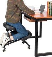 Chaise de bureau Polaza® - Zwart - Ergonomique - Chaise de jeu - Chaise - Chaise de genou - Tabouret Ordinateur - Chaise de bureau de Luxe - Cuir