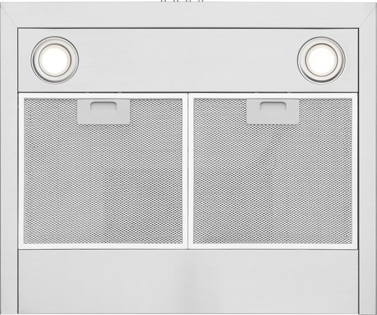 Inventum AKB6005RVS platte wandschouw afzuigkap 60 cm - Afzuigcapaciteit 630 m3/h - Geschikt voor open keuken - 3 standen - Ledspots - Luchtafvoer en recirculatie - RVS