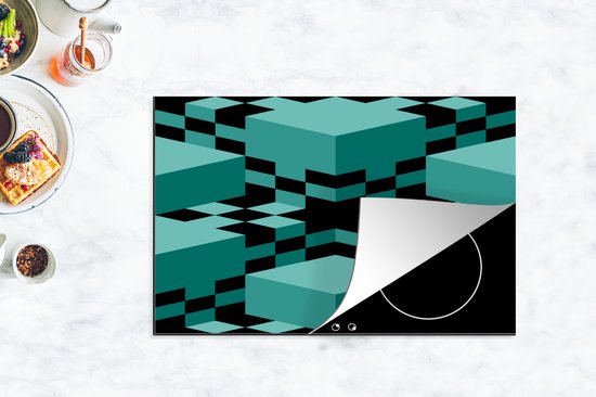 KitchenYeah® Inductie beschermer 80.2x52.2 cm - 3D - Blokken - Patronen - Kookplaataccessoires - Afdekplaat voor kookplaat - Inductiebeschermer - Inductiemat - Inductieplaat mat