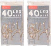 Set de 3x morceaux de corde d'éclairage en jute sur piles avec 40 lumières blanc chaud 220 cm - Éclairage de Noël lumineuses de Noël Décorations de Noël