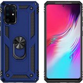 Samsung Galaxy A02S Blauw Shockproof Militairy Hybrid Armour Case Hoesje Met Kickstand Ring - Extreem Stevige Anti-Shock Hard Rugged Cover Bumper Hoes  - Stevige Shock Proof Backcover