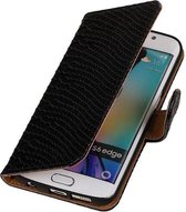 Slang Bookstyle Hoes - Geschikt voor Samsung Galaxy S6 Edge G925 Zwart
