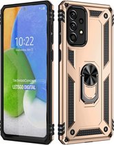 Hoesje Geschikt Voor Samsung Galaxy A73 5G Hoesje Armor Anti-shock Backcover Goud - Galaxy A73 5G - A73 5G Backcover kickstand Ring houder cover TPU backcover oTronica