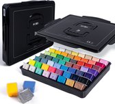 HIMI - Gouache - set van 56 kleuren x 30ml - in kunststof opbergbox zwart - incl. Neon en Metallic kleuren