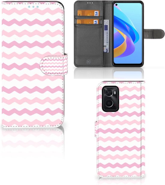 Étui pour téléphone portable OPPO A76 | A96 Coque design Vagues Rose
