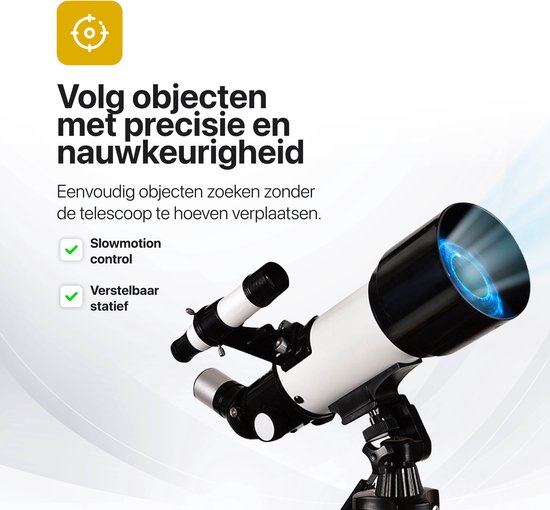 Tavaro Telescoop - Draadloze afstandsbediening - Sterrenkijker - Smartphone adapter - Met Opbergtas - Sterrenkaart - 120X zoom - Verstelbaar Statief -  Regenproof - 360° Draaibaar - Met 2 Lenzen - Tavaro