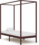 vidaXL - Hemelbedframe - massief - grenenhout - donkerbruin - 100x200 - cm