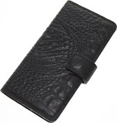 Made-NL Samsung Galaxy A70 Handgemaakte book case Zwart krokodillenprint robuuste hoesje