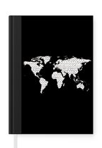 Notitieboek - Schrijfboek - Wereldkaart - Design - Grijs - Wit - Notitieboekje klein - A5 formaat - Schrijfblok