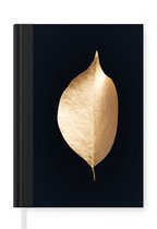 Notitieboek - Schrijfboek - Blad - Zwart - Goud - Notitieboekje klein - A5 formaat - Schrijfblok