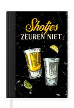 Notitieboek - Schrijfboek - Shotjes - Vintage - Tekst - Notitieboekje klein - A5 formaat - Schrijfblok - Cadeau voor vrouw - Cadeau voor man