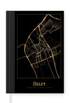 Notitieboek - Schrijfboek - Kaart - Delft - Luxe - Goud - Zwart - Notitieboekje klein - A5 formaat - Schrijfblok